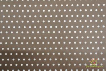 50x70 cm Zuschnitt Baumwolle Wachstuch Braun mit beigen Punkten